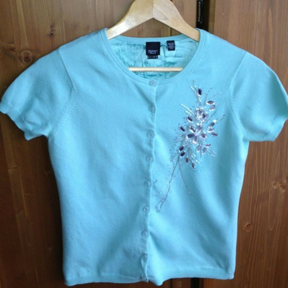 ESPRIT Crystal Embellished Short Sleeve Cardigan - Picture 1 of 5